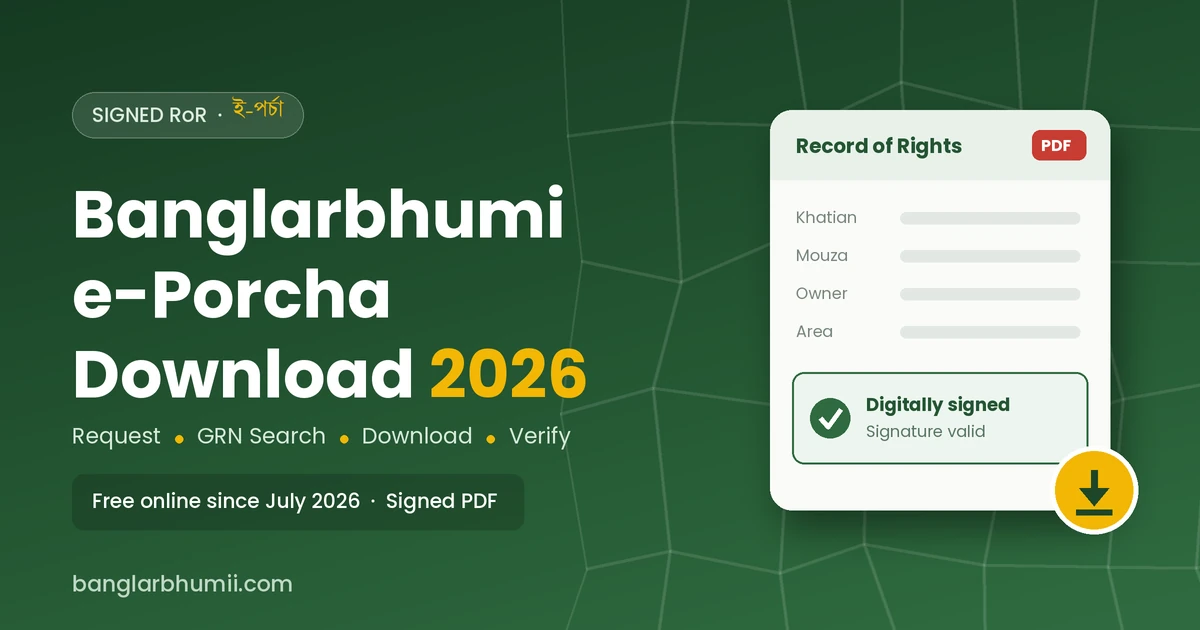 Banglarbhumi e-Porcha Download 2026: Signed RoR via GRN Search